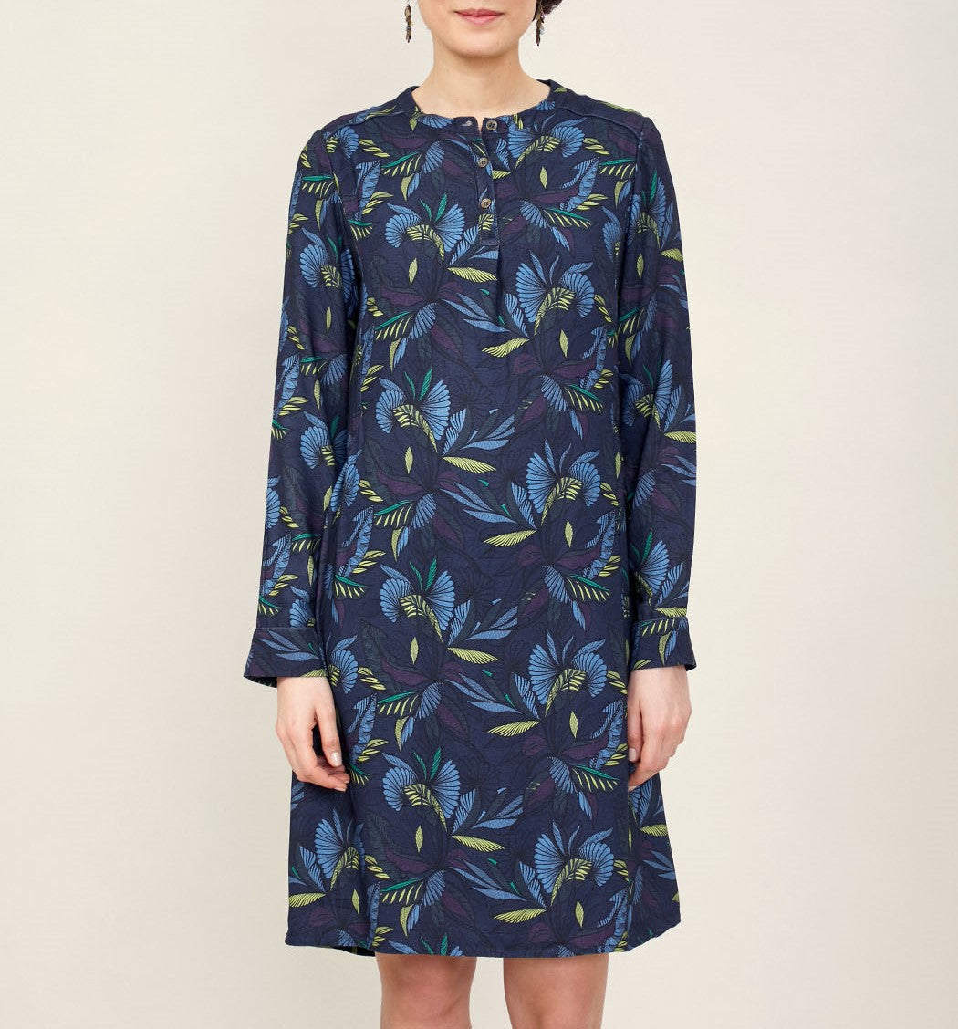 Robe imprimée fluide col officier KAZUNO