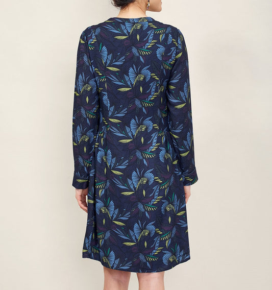 Robe imprimée fluide col officier KAZUNO