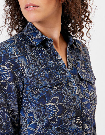 Robe chemisier velours stretch imprimée VERA
