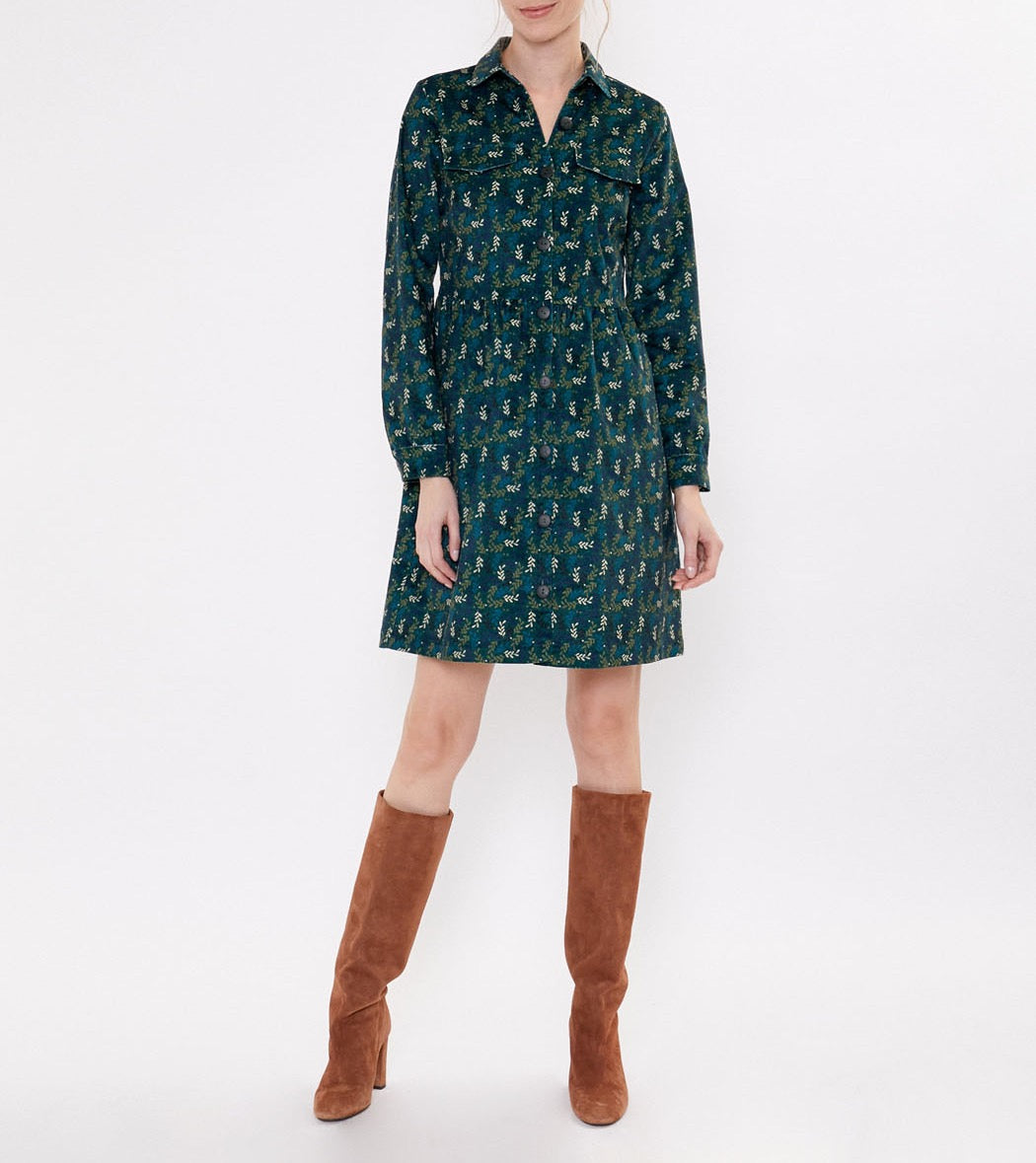Robe chemisier velours stretch imprimée VERA