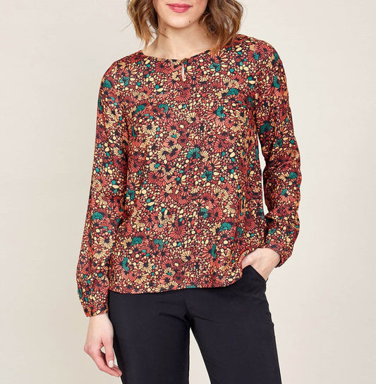 Blouse imprimée col boutonné FUJI