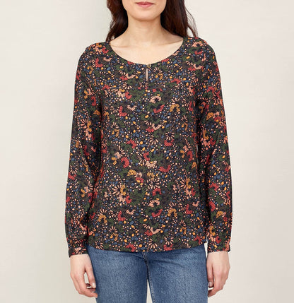 Blouse imprimée col boutonné FUJI