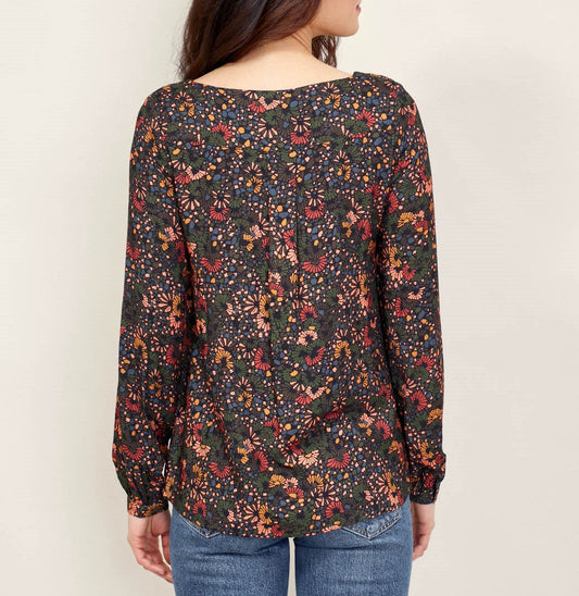Blouse imprimée col boutonné FUJI