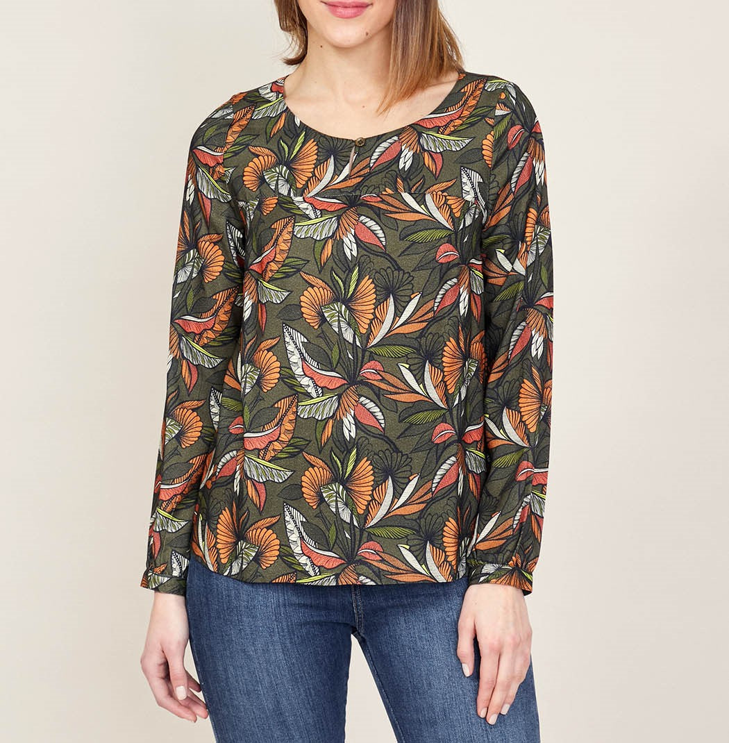 Blouse imprimée col boutonné FUJI