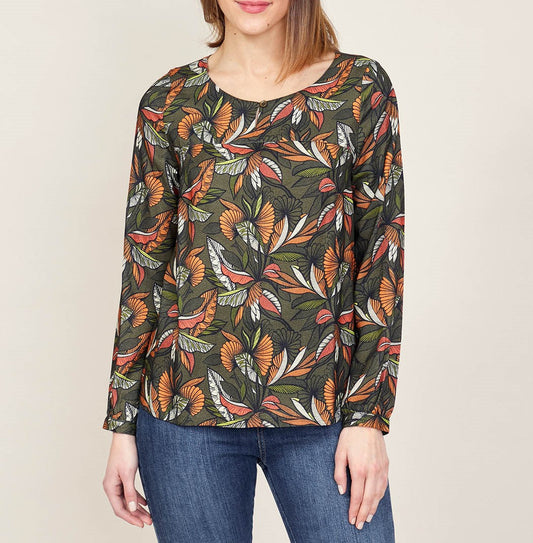 Blouse imprimée col boutonné FUJI
