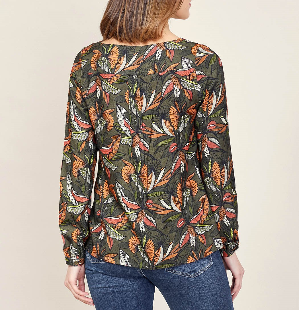 Blouse imprimée col boutonné FUJI