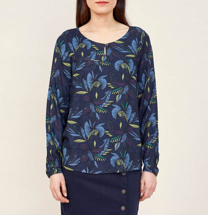 Blouse imprimée col boutonné FUJI