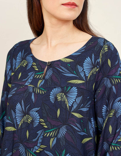 Blouse imprimée col boutonné FUJI
