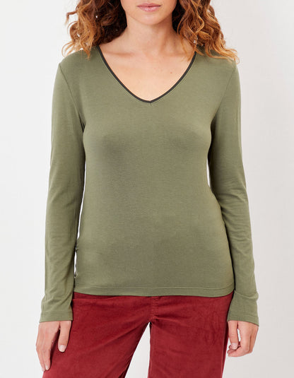 T-shirt fluide col v uni JAIPUR