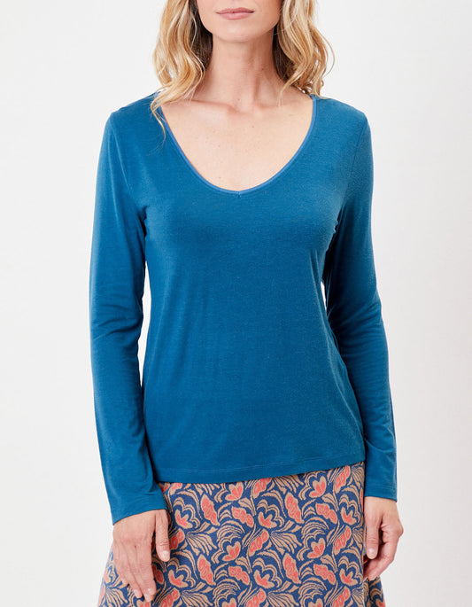 T-shirt fluide col v uni JAIPUR