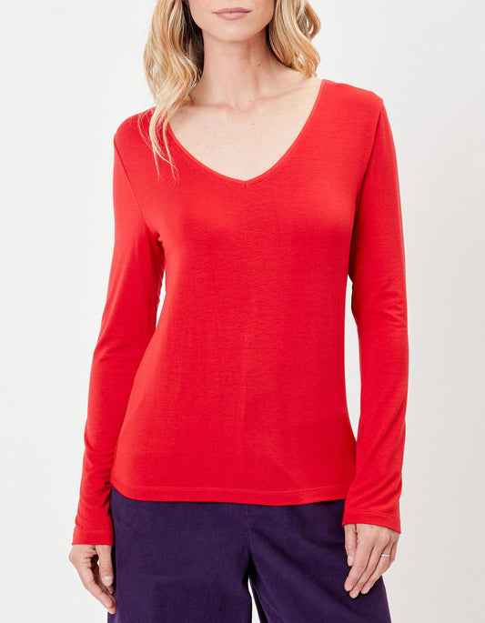 T-shirt fluide col v uni JAIPUR