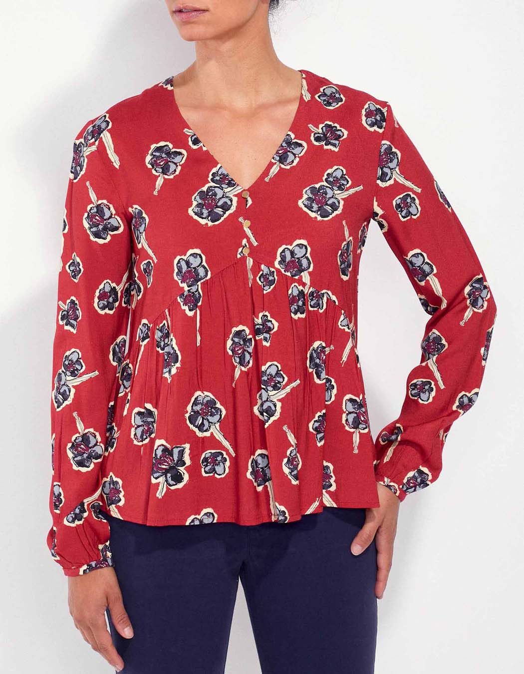 Blouse fluide evasée imprimée AMRITA