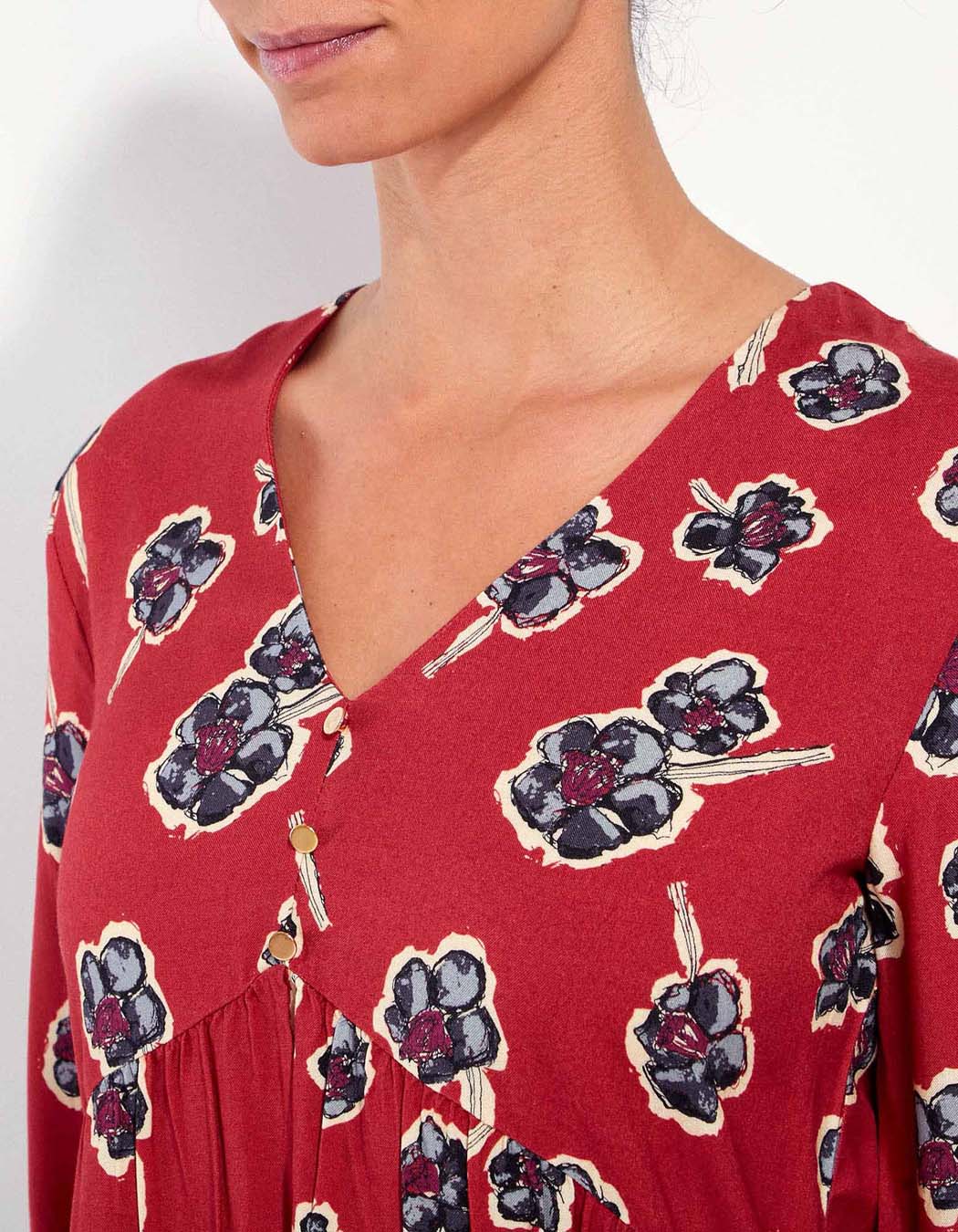 Blouse fluide evasée imprimée AMRITA
