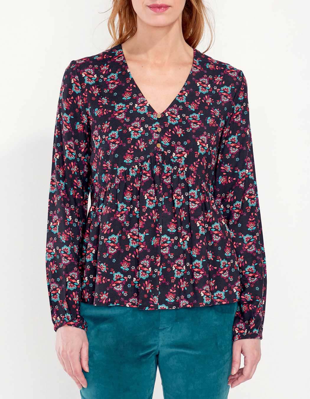 Blouse fluide evasée imprimée AMRITA