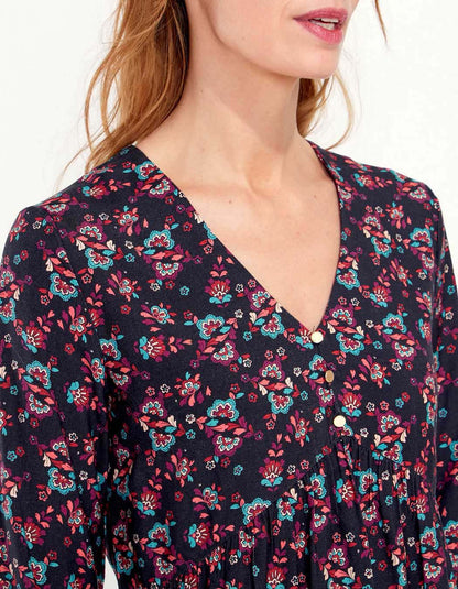 Blouse fluide evasée imprimée AMRITA