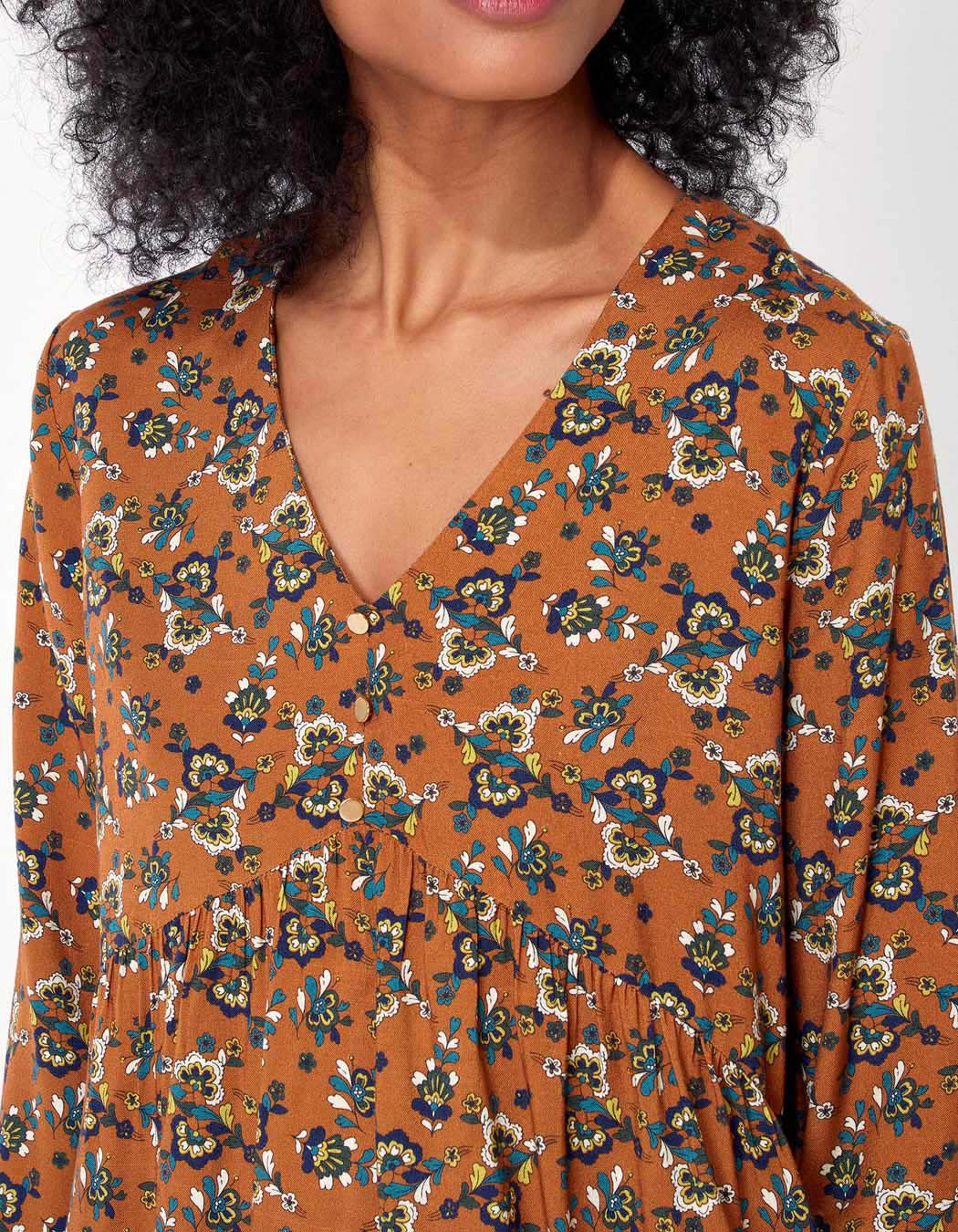 Blouse fluide evasée imprimée AMRITA