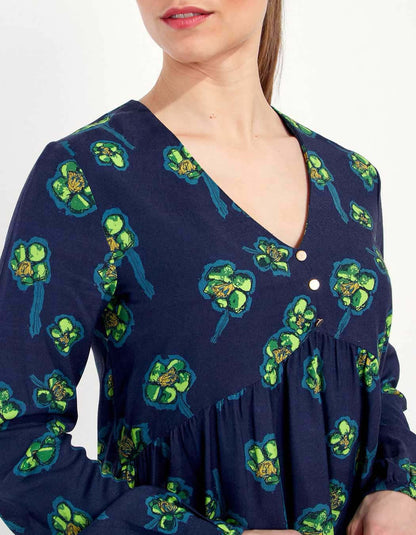 Blouse fluide evasée imprimée AMRITA