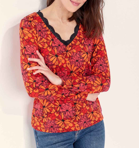 Top maille chaude dentelle TAMA