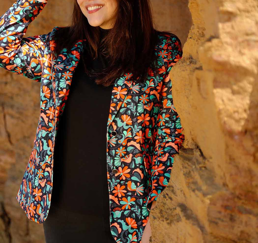 Veste blazer imprimée velours lisse ETAWA