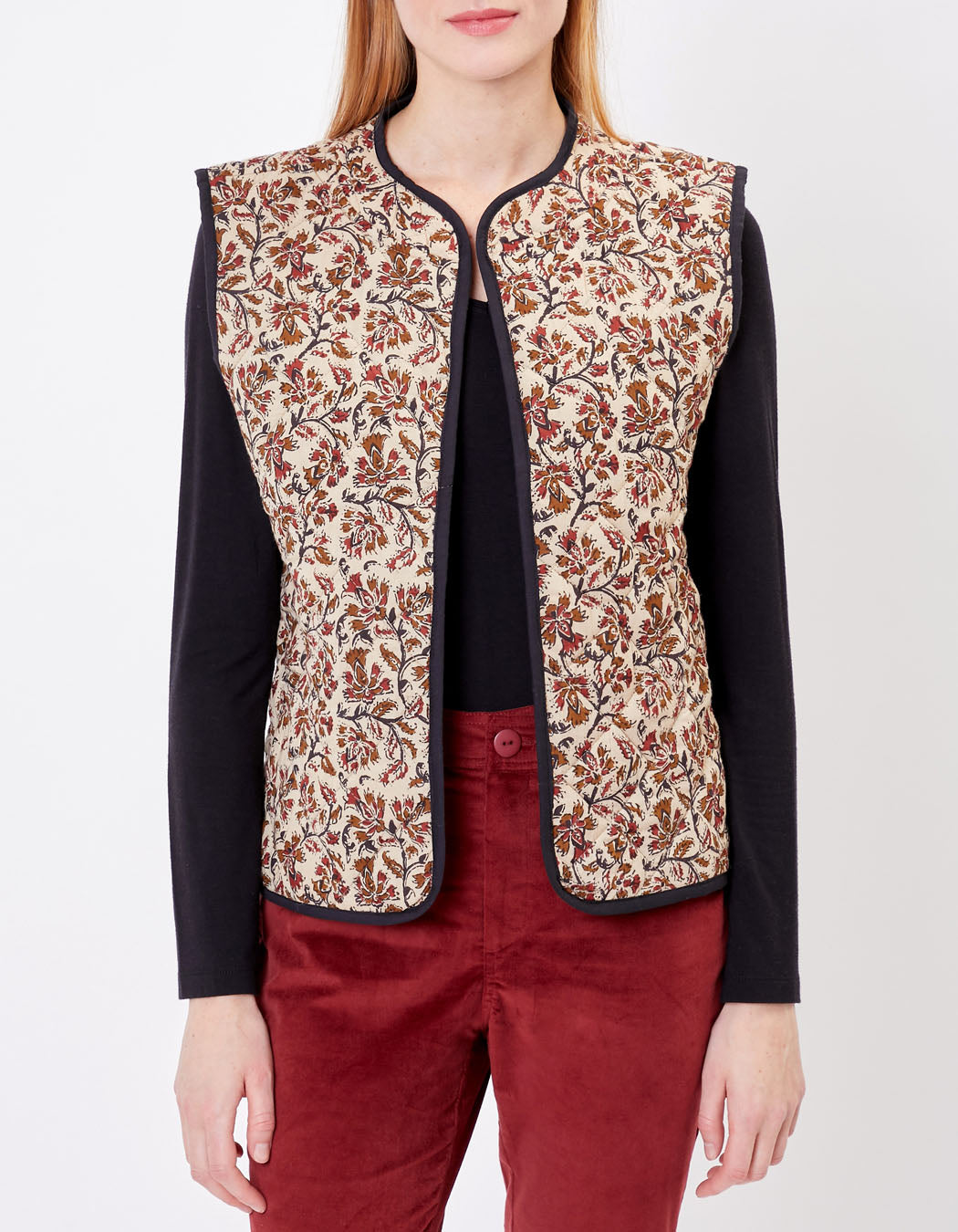 Veste sans manches réversible matelassée imprimée en coton GIA