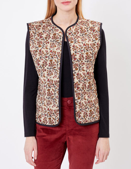 Veste sans manches réversible matelassée imprimée en coton GIA