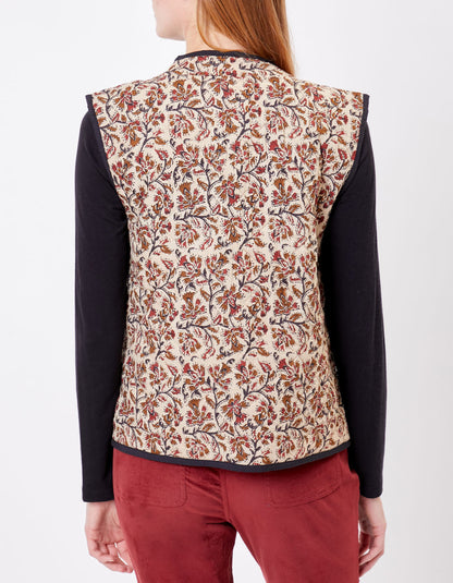 Veste sans manches réversible matelassée imprimée en coton GIA