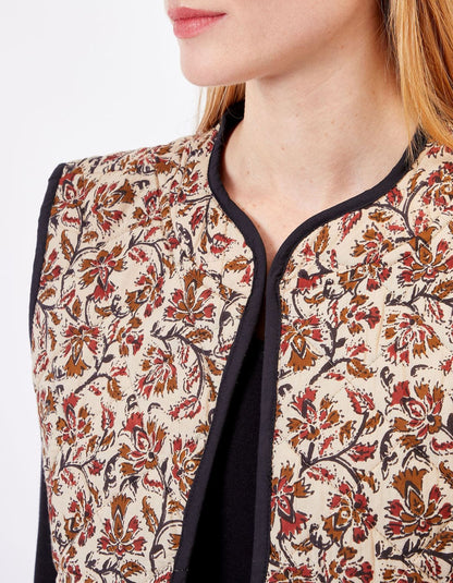 Veste sans manches réversible matelassée imprimée en coton GIA