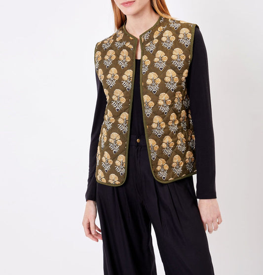 Veste sans manches réversible matelassée imprimée en coton GIA