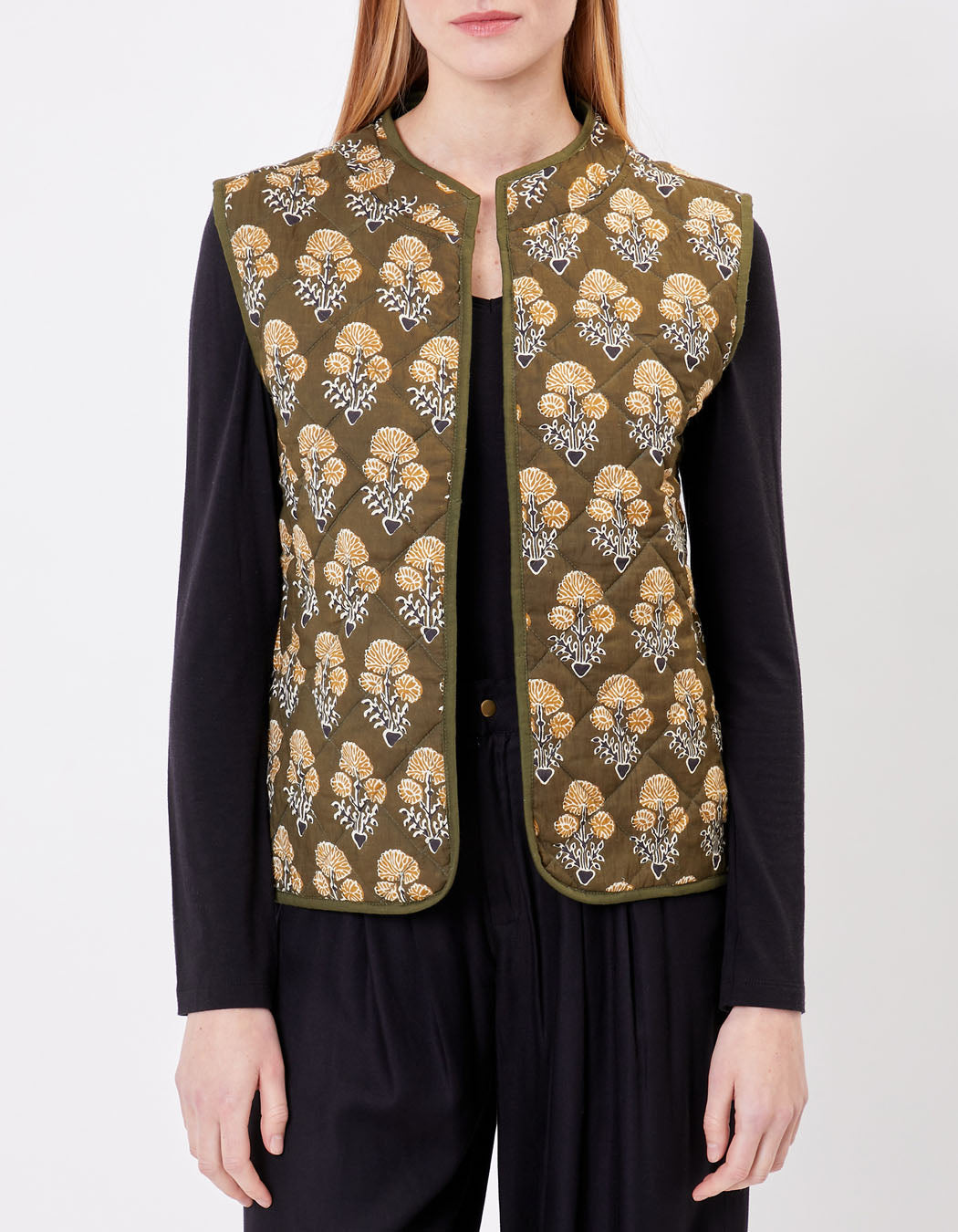 Veste sans manches réversible matelassée imprimée en coton GIA