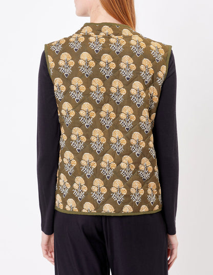 Veste sans manches réversible matelassée imprimée en coton GIA