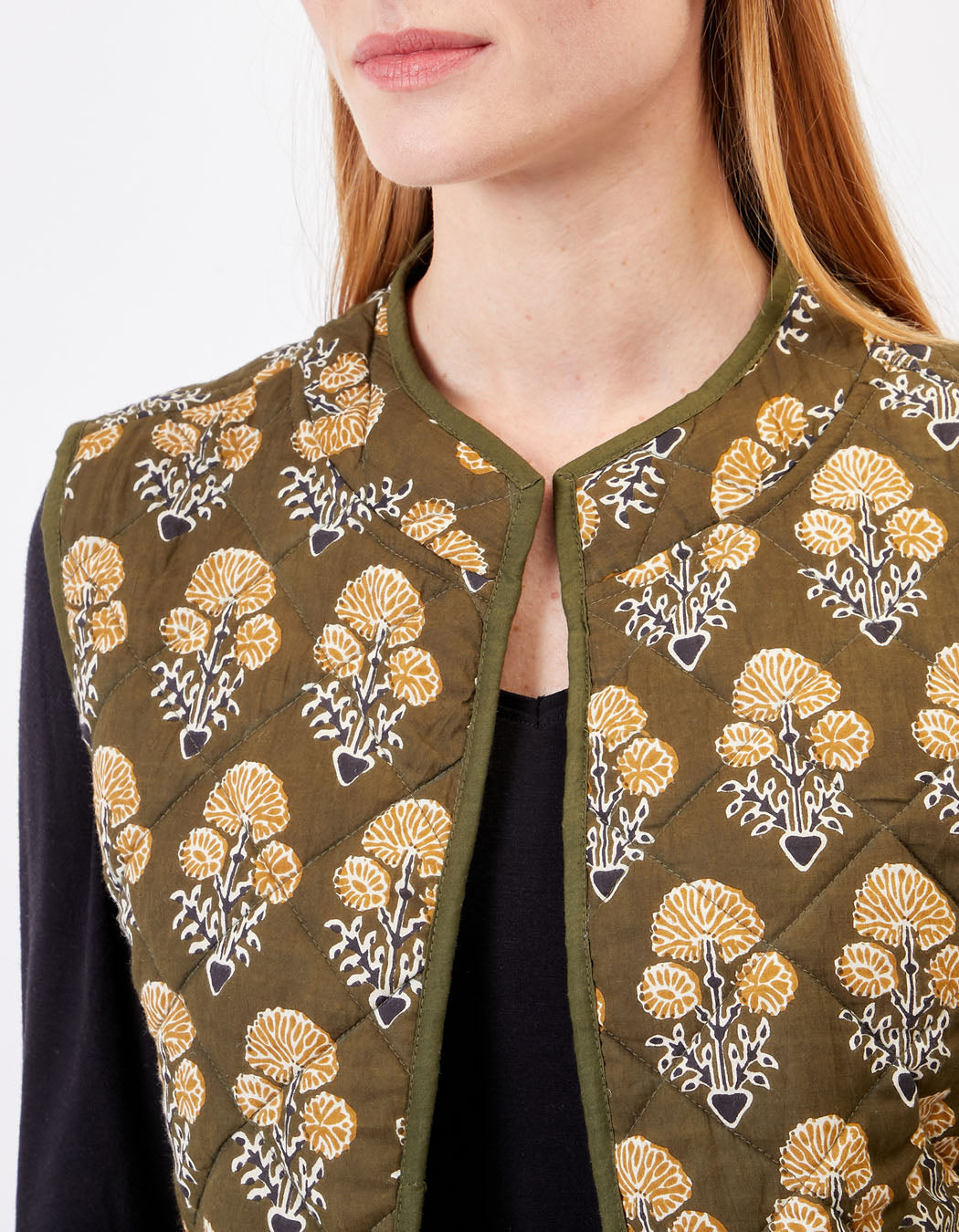 Veste sans manches réversible matelassée imprimée en coton GIA