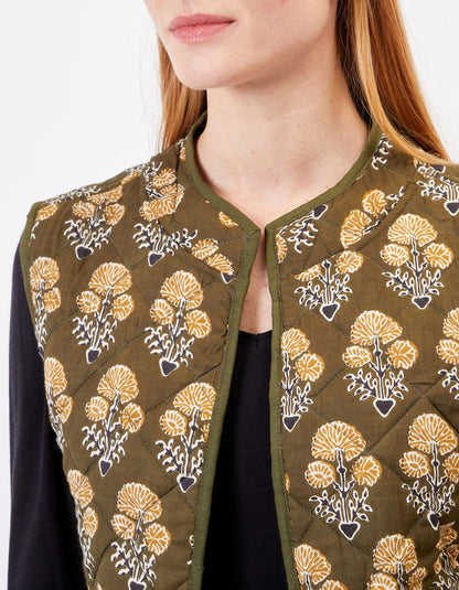 Veste sans manches réversible matelassée imprimée en coton GIA