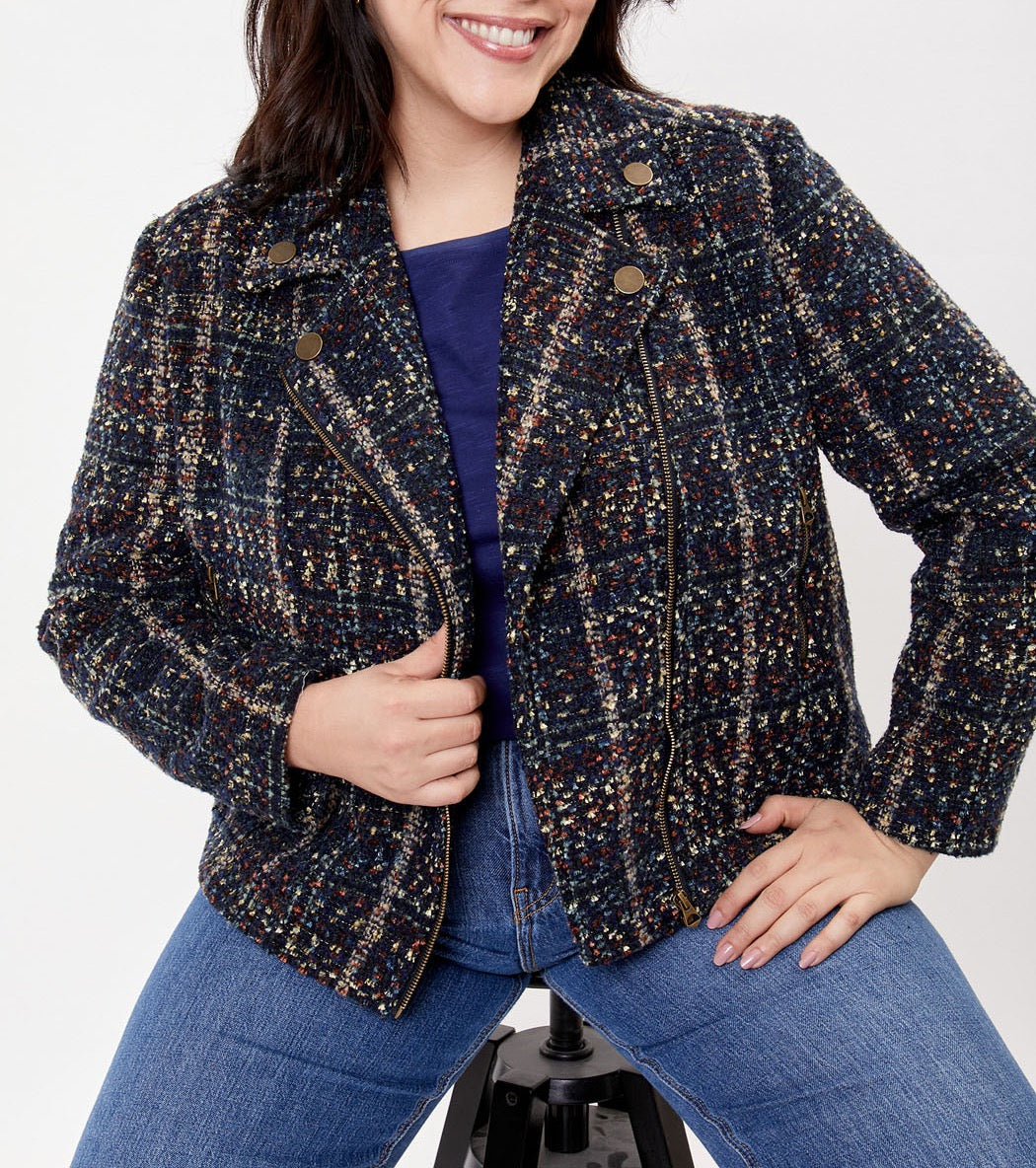 Veste  perfecto motif en lainage MAJDI