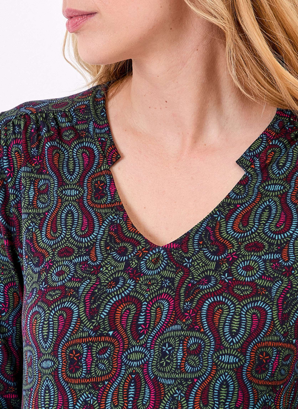 T-shirt imprimé fluide col V maille ORVAR