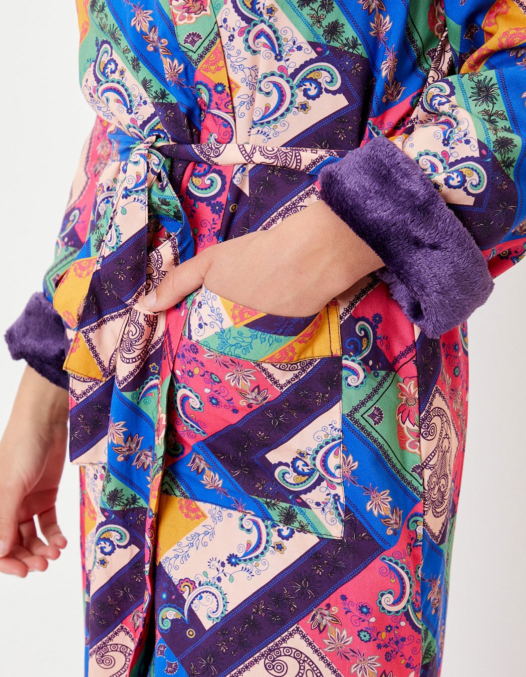 Kimono doublé polaire imprimé TOUDOU