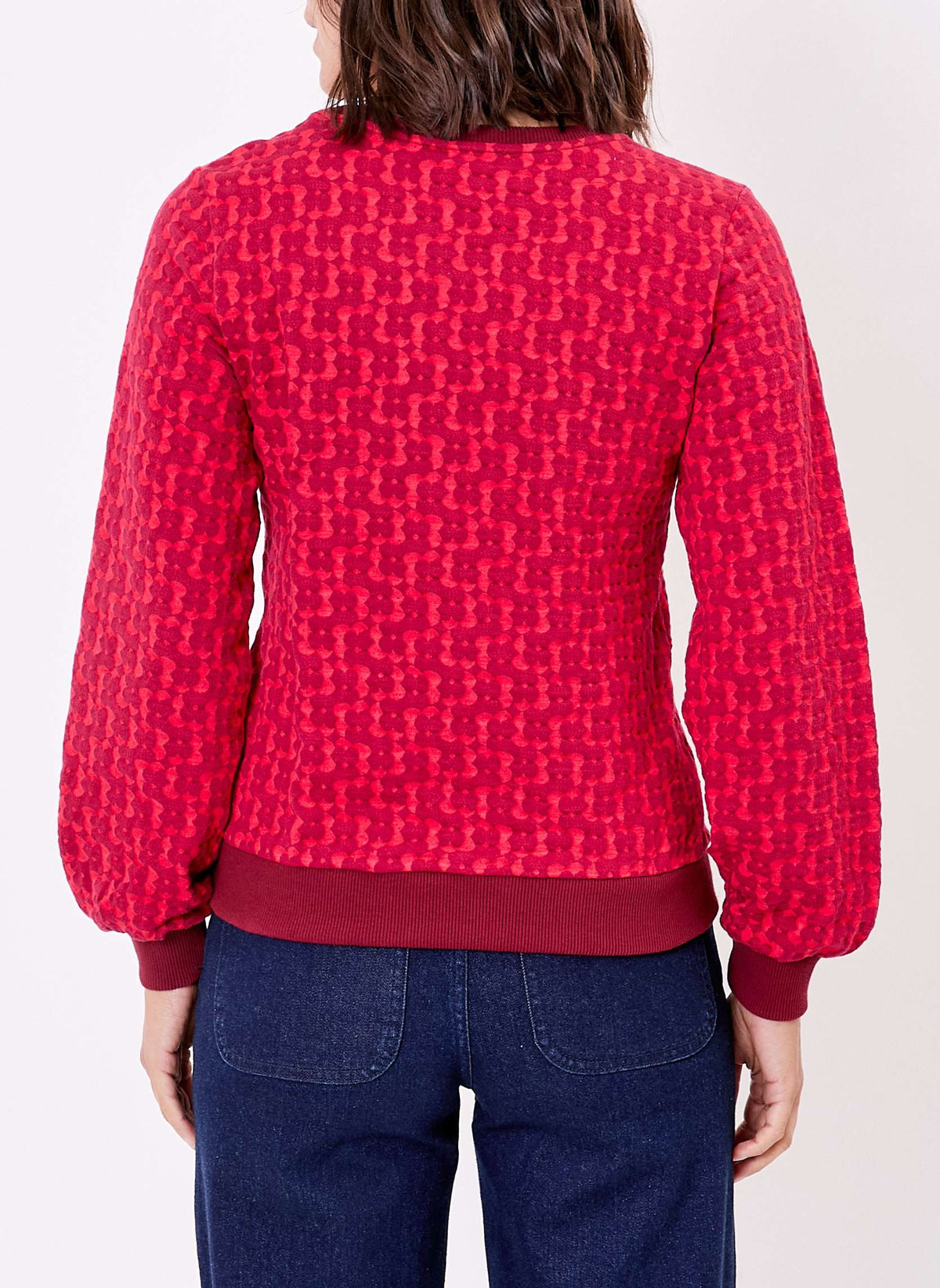 Sweat col rond maille jacquard bio BASILIE