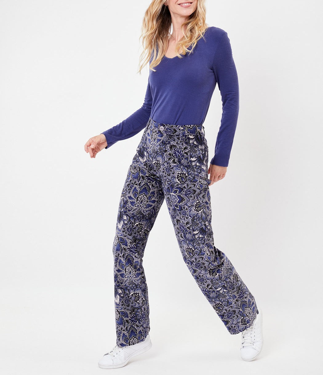 Pantalon large imprimé velours stretch SKADI