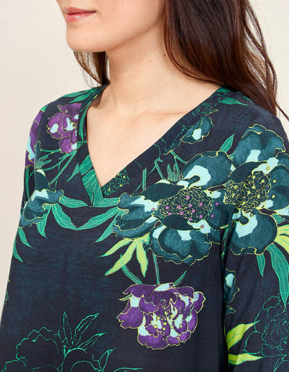 Robe imprimée droite col V HEMAL