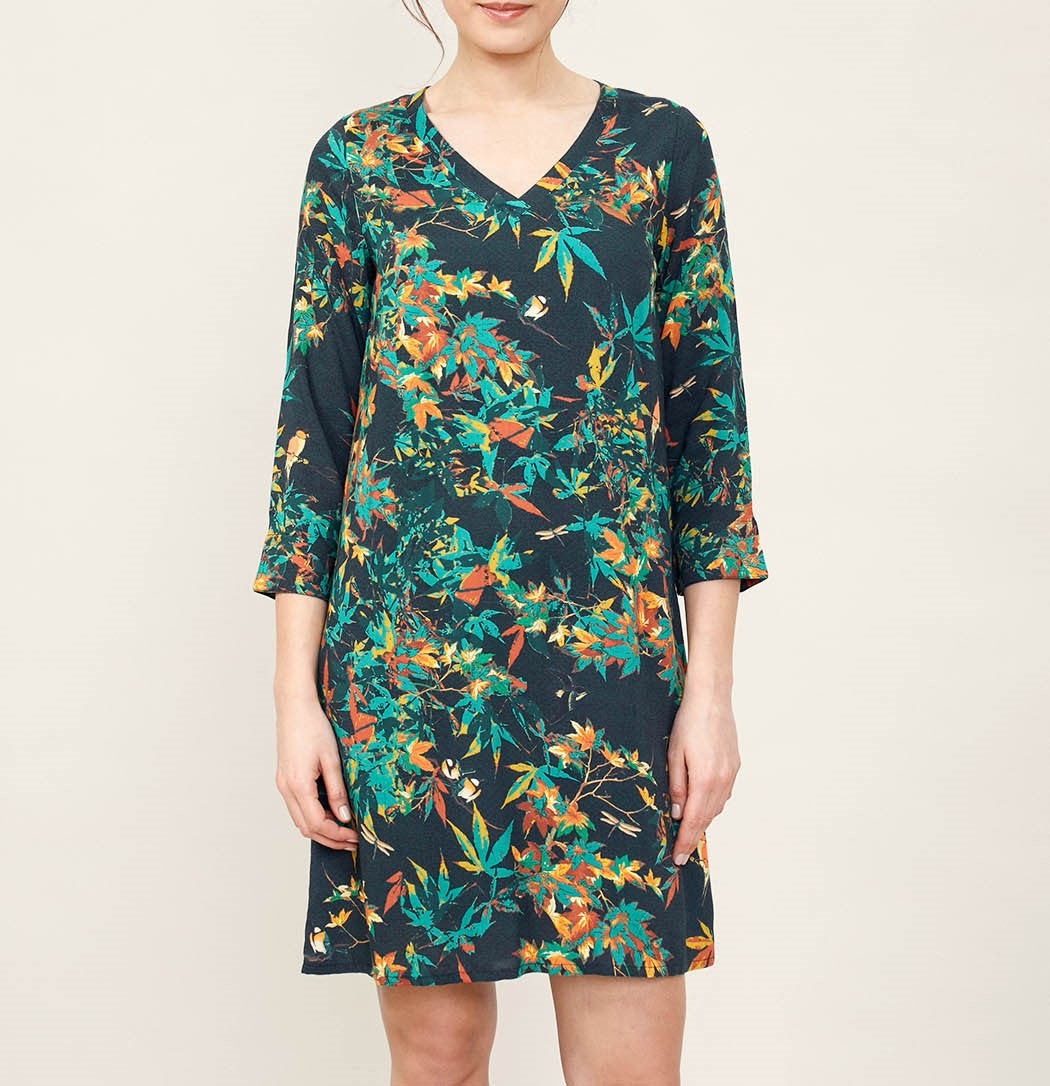 Robe imprimée droite col V HEMAL
