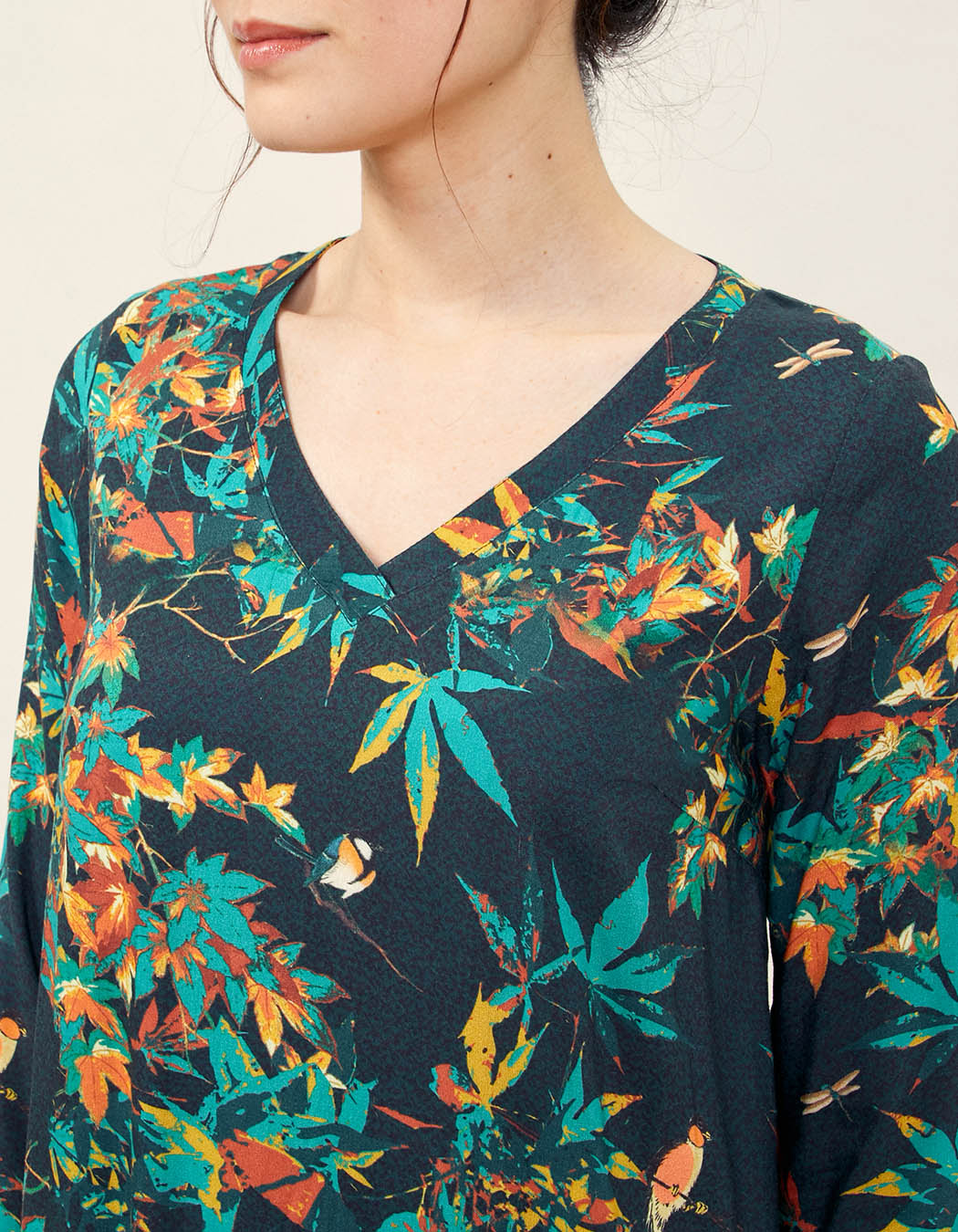 Robe imprimée droite col V HEMAL
