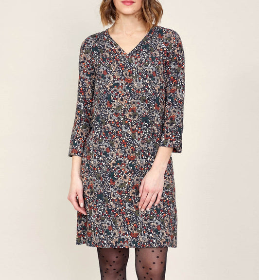 Robe imprimée droite col V HEMAL