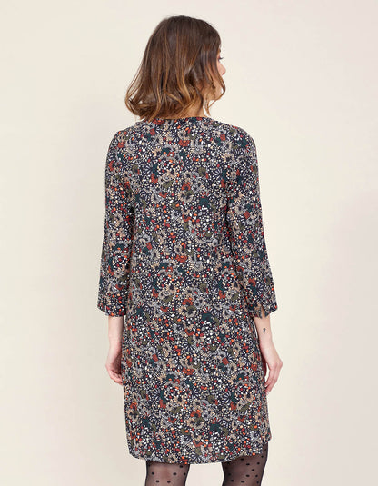 Robe imprimée droite col V HEMAL