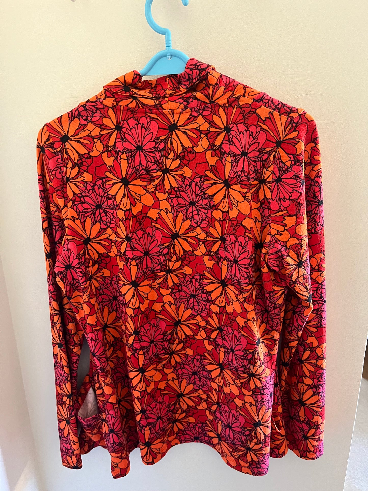 Veste fluide fleurs rouge et orange