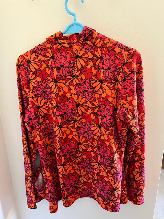 Veste fluide fleurs rouge et orange