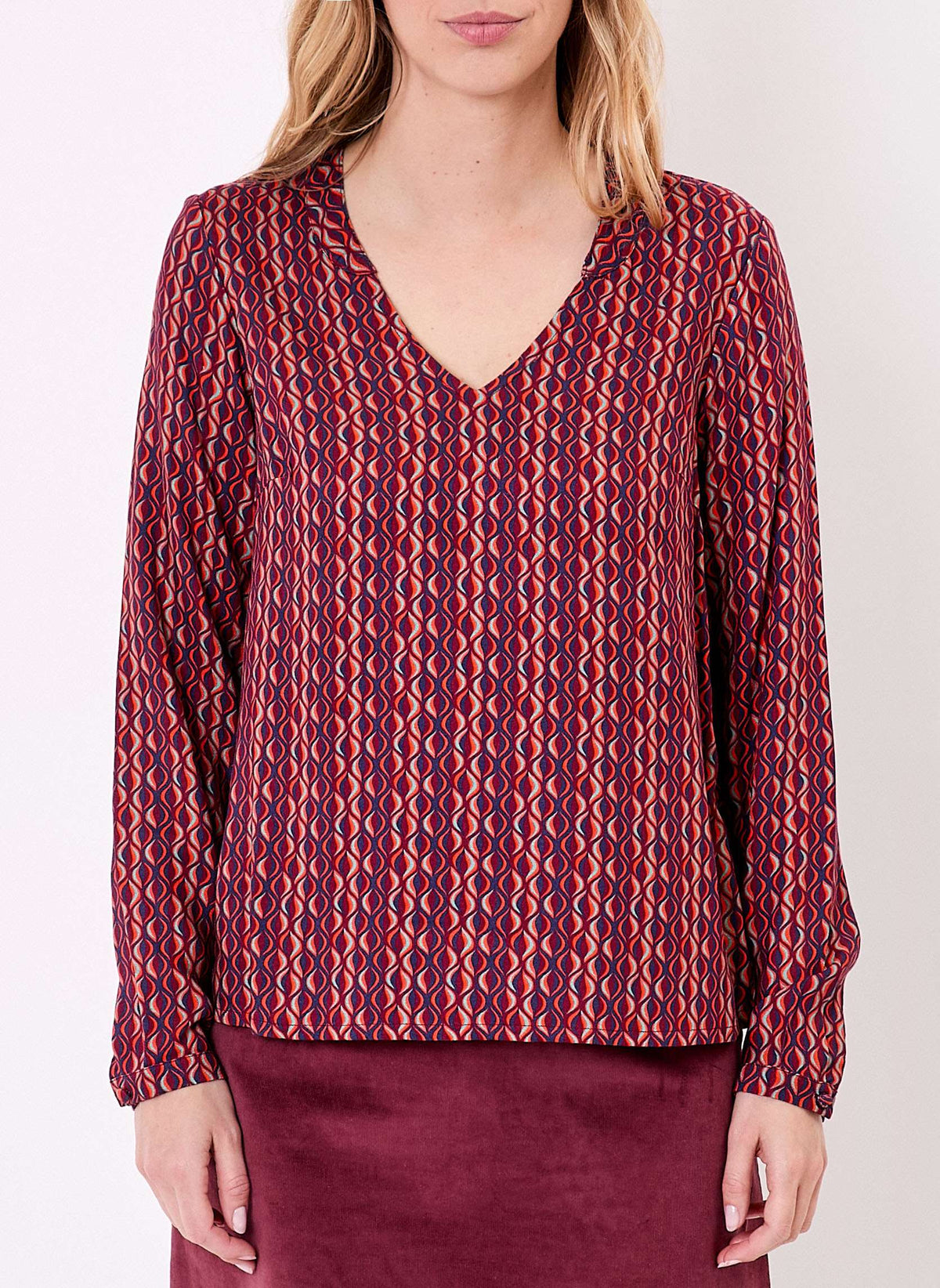 Blouse imprimée fluide col V GARYLY