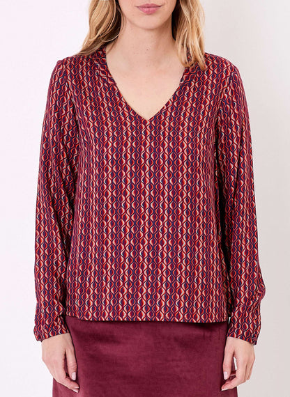 Blouse imprimée fluide col V GARYLY