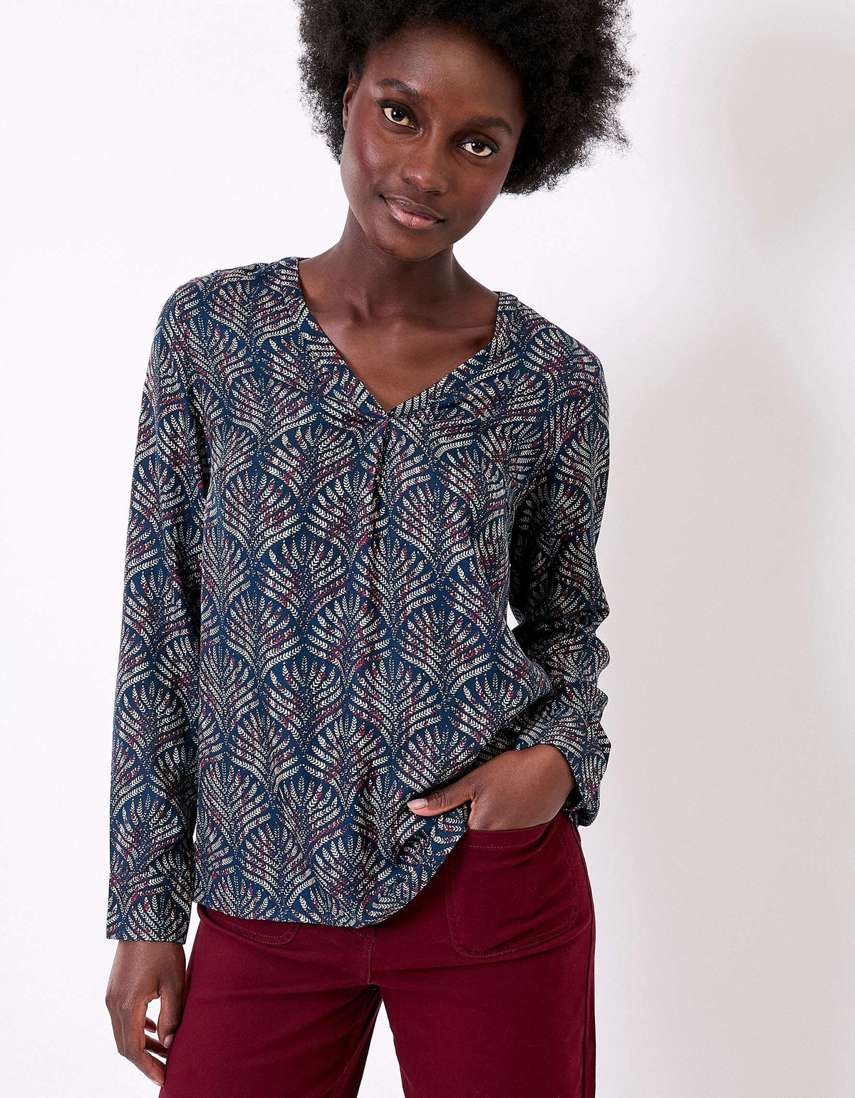 Blouse imprimée fluide évasée col V PALASI