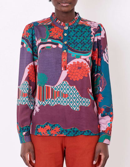 Blouse imprimée fluide volants BILL