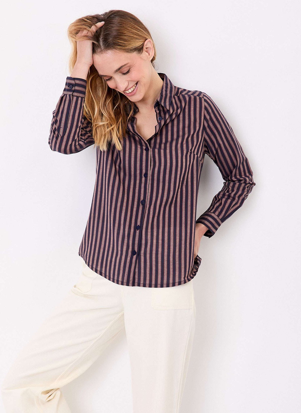 Chemise rayée droite voile de coton bio FEBINY