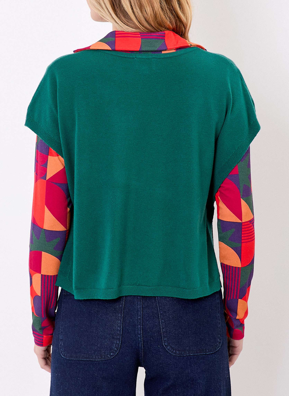 Pull maille sans manche col V SATINKA
